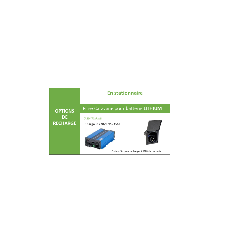Recharge batterie en LITHIUM prise caravane